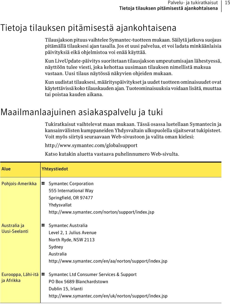 Kun LiveUpdate-päivitys suoritetaan tilausjakson umpeutumisajan lähestyessä, näyttöön tulee viesti, joka kehottaa uusimaan tilauksen nimellistä maksua vastaan.