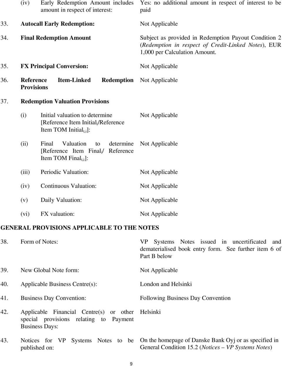 Reference Item-Linked Redemption Provisions 37.