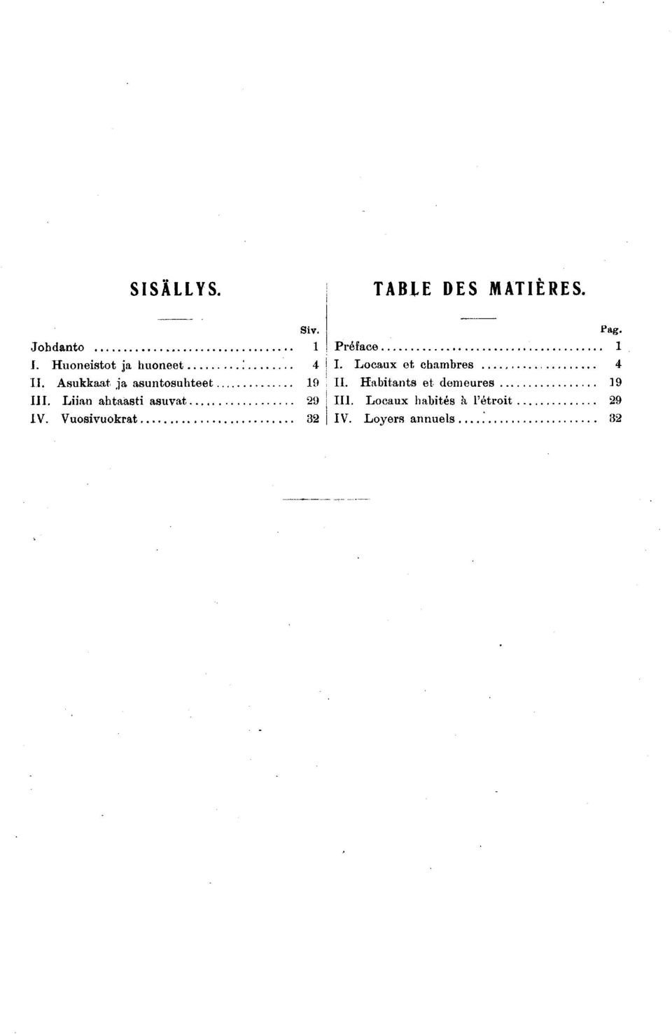 Vuosivuokrat 32 TABLE DES MATIÈRES. Pag. Préface 1 I.