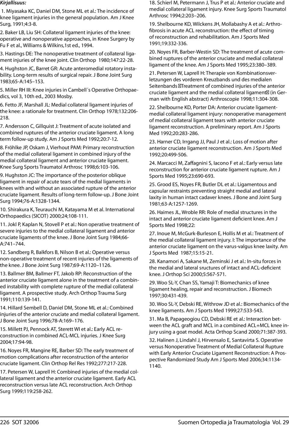 Hastings DE: The nonoperative treatment of collateral ligament injuries of the knee joint. Clin Orthop 1980;147:22-28. 4. Hughston JC, Barret GR: Acute anteromedial rotatory instability.