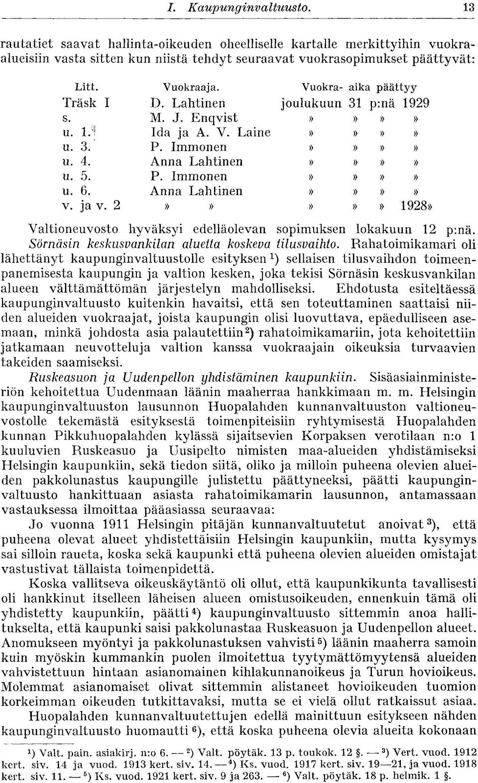 Anna Lahtinen»»»» v. ja v. 2»»»»» 1928» Valtioneuvosto hyväksyi edelläolevan sopimuksen lokakuun 12 p:nä. Sörnäsin keskusvankilan aluetta koskeva tilusvaihto.