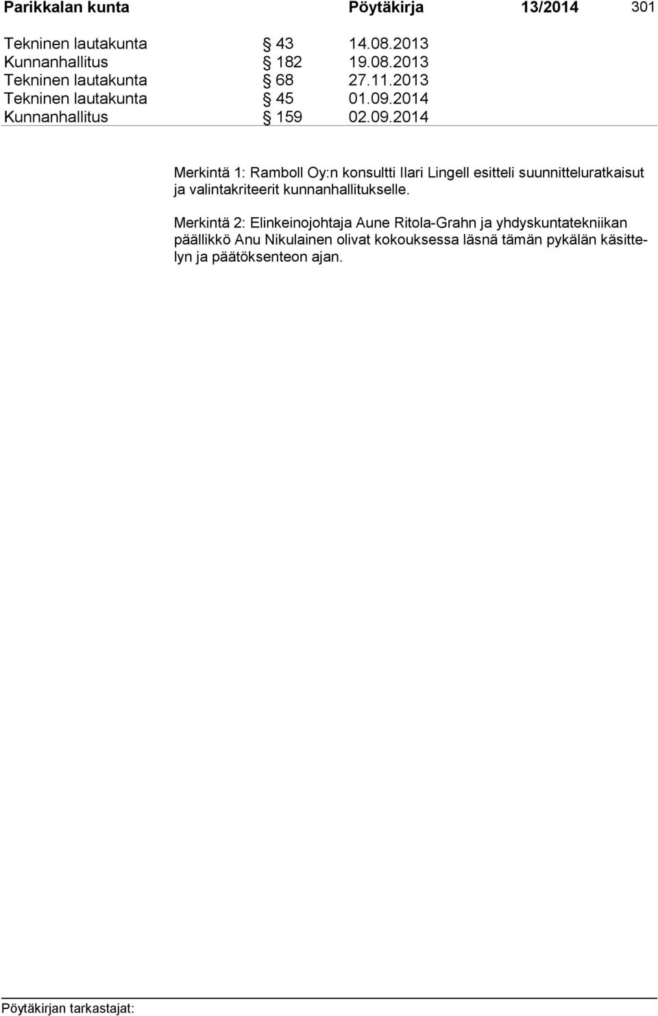 2014 Kunnanhallitus 159 02.09.