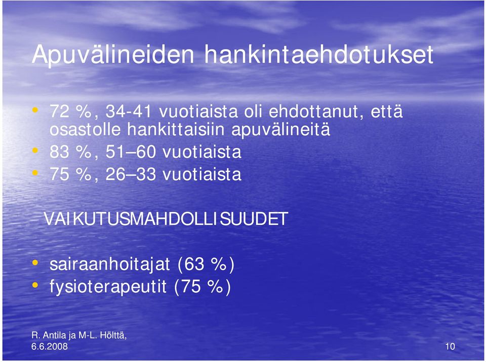 apuvälineitä 83 %, 51 60 vuotiaista 75 %, 26 33 vuotiaista