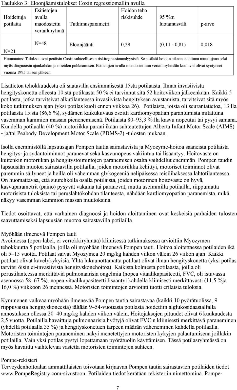 Se sisältää hoidon aikaan sidottuna muuttujana sekä myös diagnoosin ajankohdan ja oireiden puhkeamisen.