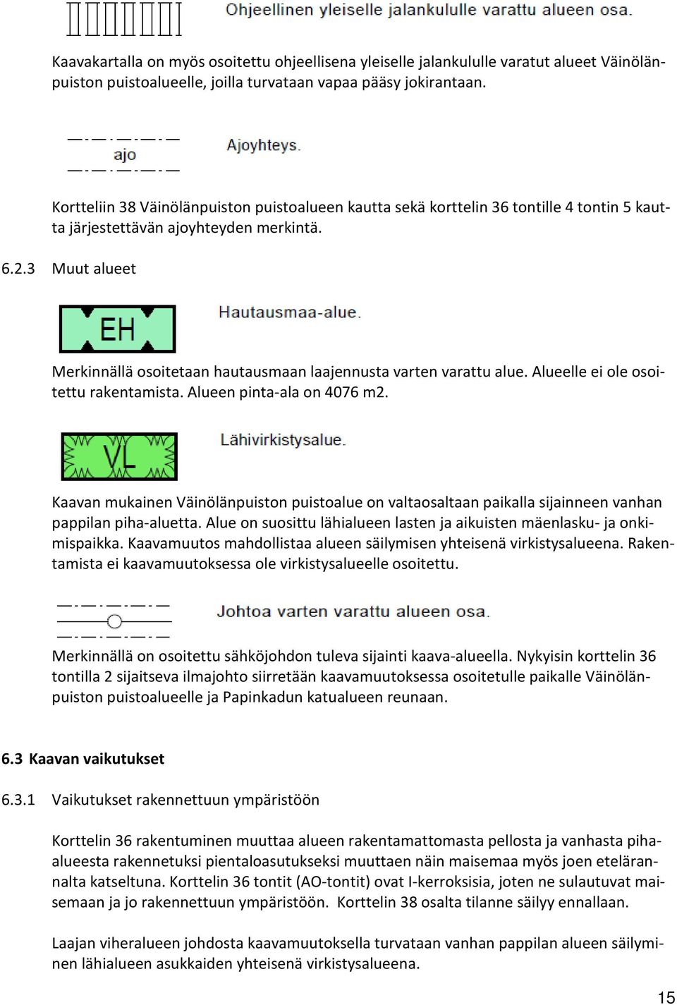 3 Muut alueet Merkinnällä osoitetaan hautausmaan laajennusta varten varattu alue. Alueelle ei ole osoitettu rakentamista. Alueen pinta-ala on 4076 m2.