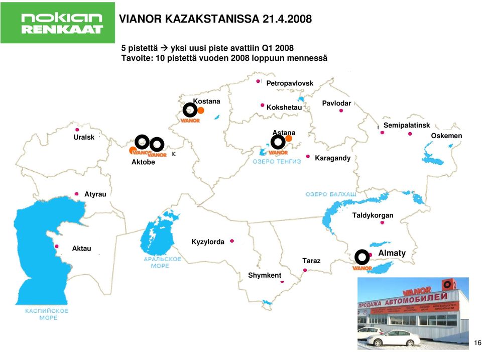 vuoden 2008 loppuun mennessä Petropavlovsk Kostana Kokshetau Pavlodar