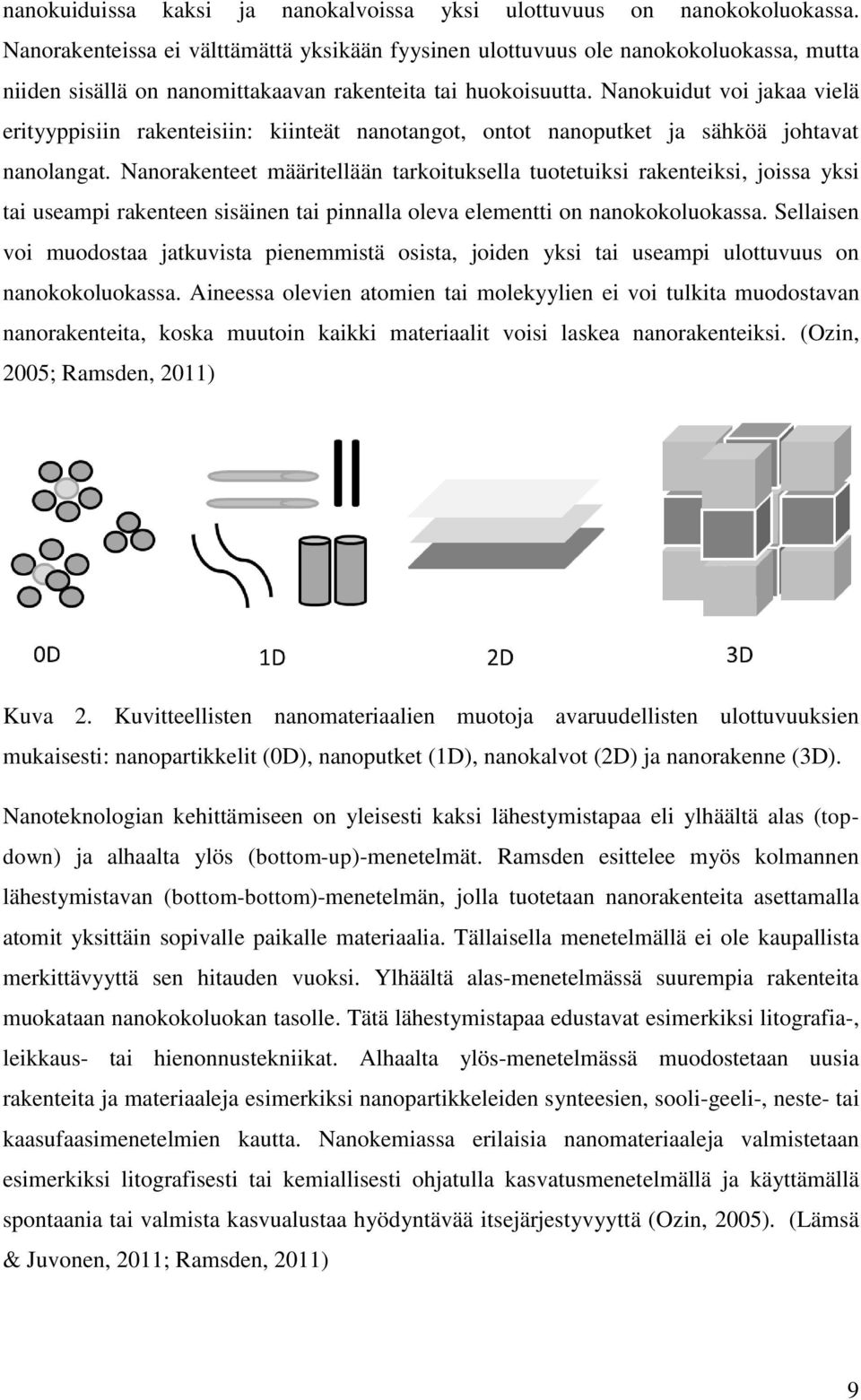 Nanokuidut voi jakaa vielä erityyppisiin rakenteisiin: kiinteät nanotangot, ontot nanoputket ja sähköä johtavat nanolangat.