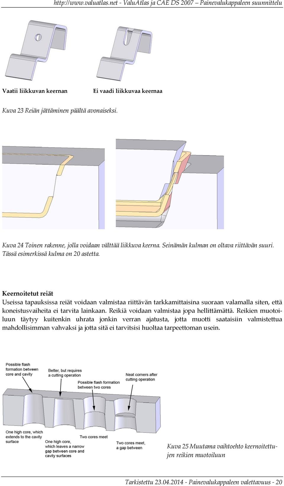 Keernoieu reiä Useissa apauksissa reiä voidaan valmisaa riiävän arkkamiaisina suoraan valamalla sien, eä koneisusvaiheia ei arvia lainkaan.