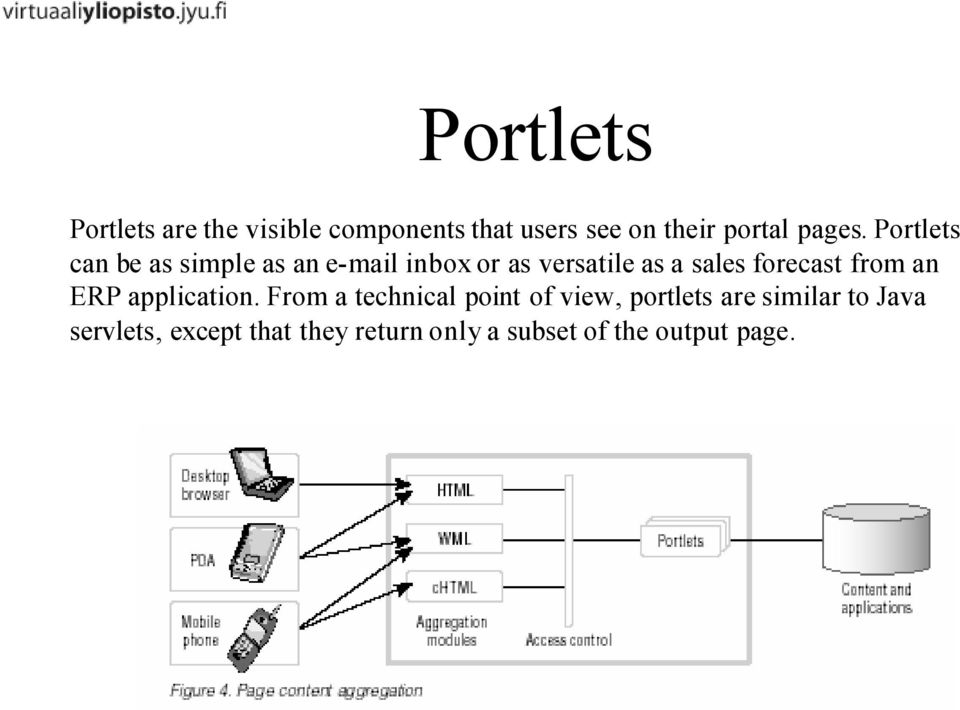 Portlets can be as simple as an e-mail inbox or as versatile as a sales