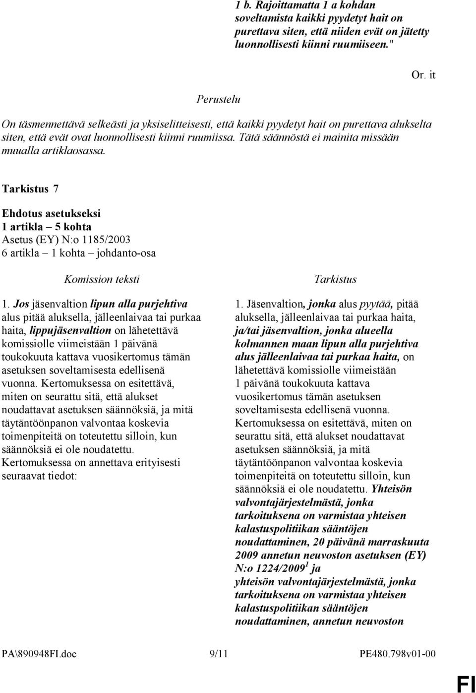 Tätä säännöstä ei mainita missään muualla artiklaosassa. 7 1 artikla 5 kohta Asetus (EY) N:o 1185/2003 6 artikla 1 kohta johdanto-osa 1.