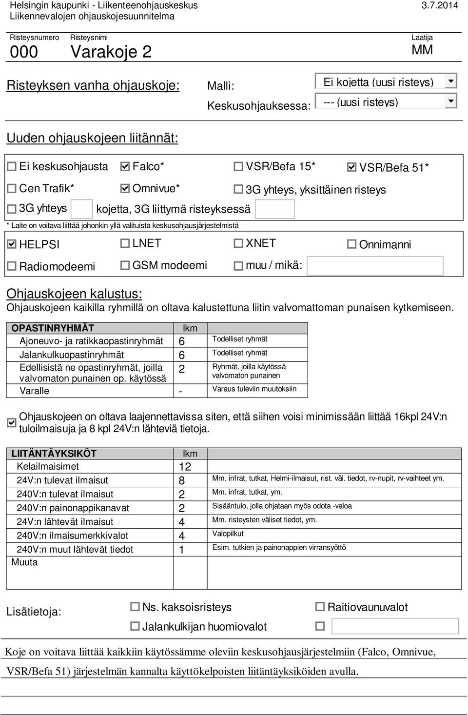 ratikkaopastinryhmät 6 Jalankulkuopastinryhmät 6 Edellisistä ne opastinryhmät, joilla 2 Kelailmaisimet 12 24V:n tulevat ilmaisut 8 240V:n