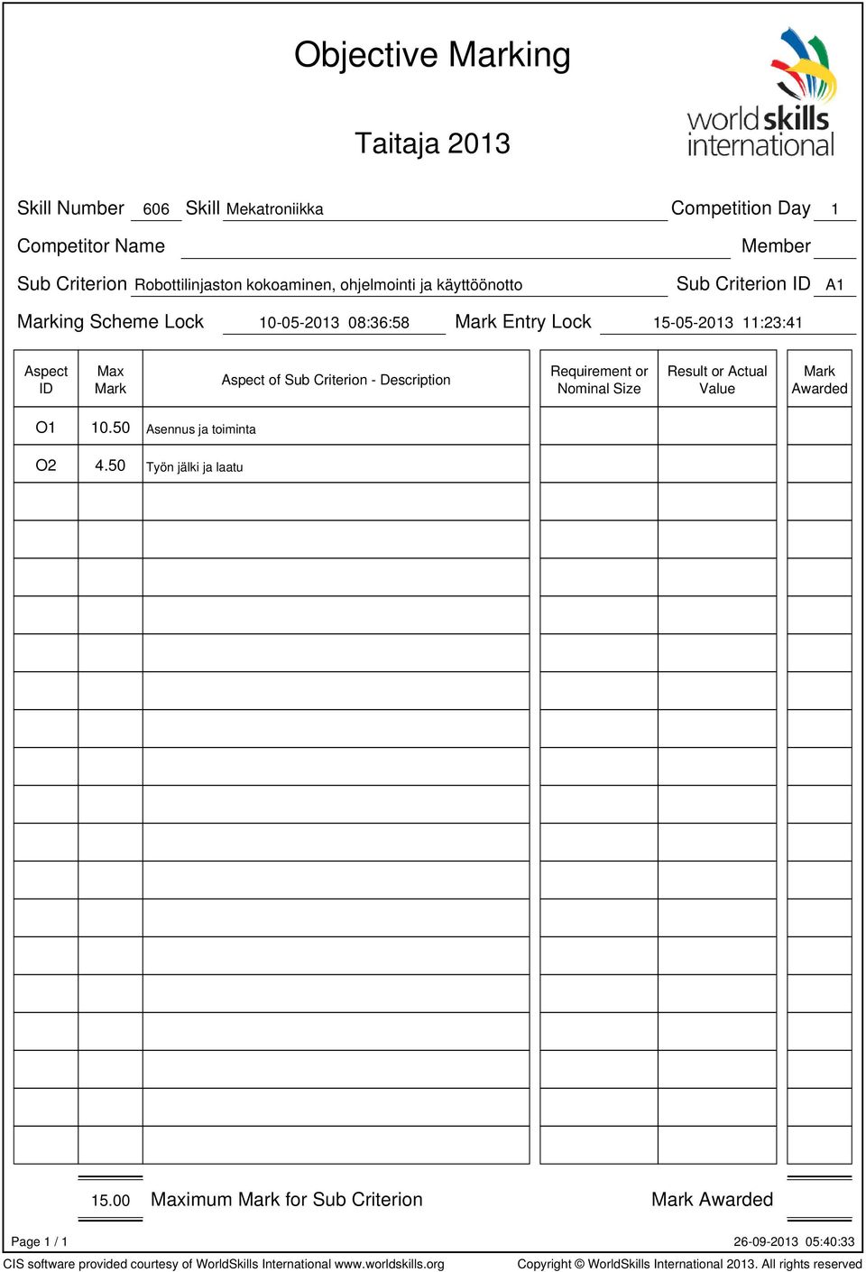 Criterion A1 ing Scheme Lock 10-05-2013 08:36:58 Entry Lock 15-05-2013