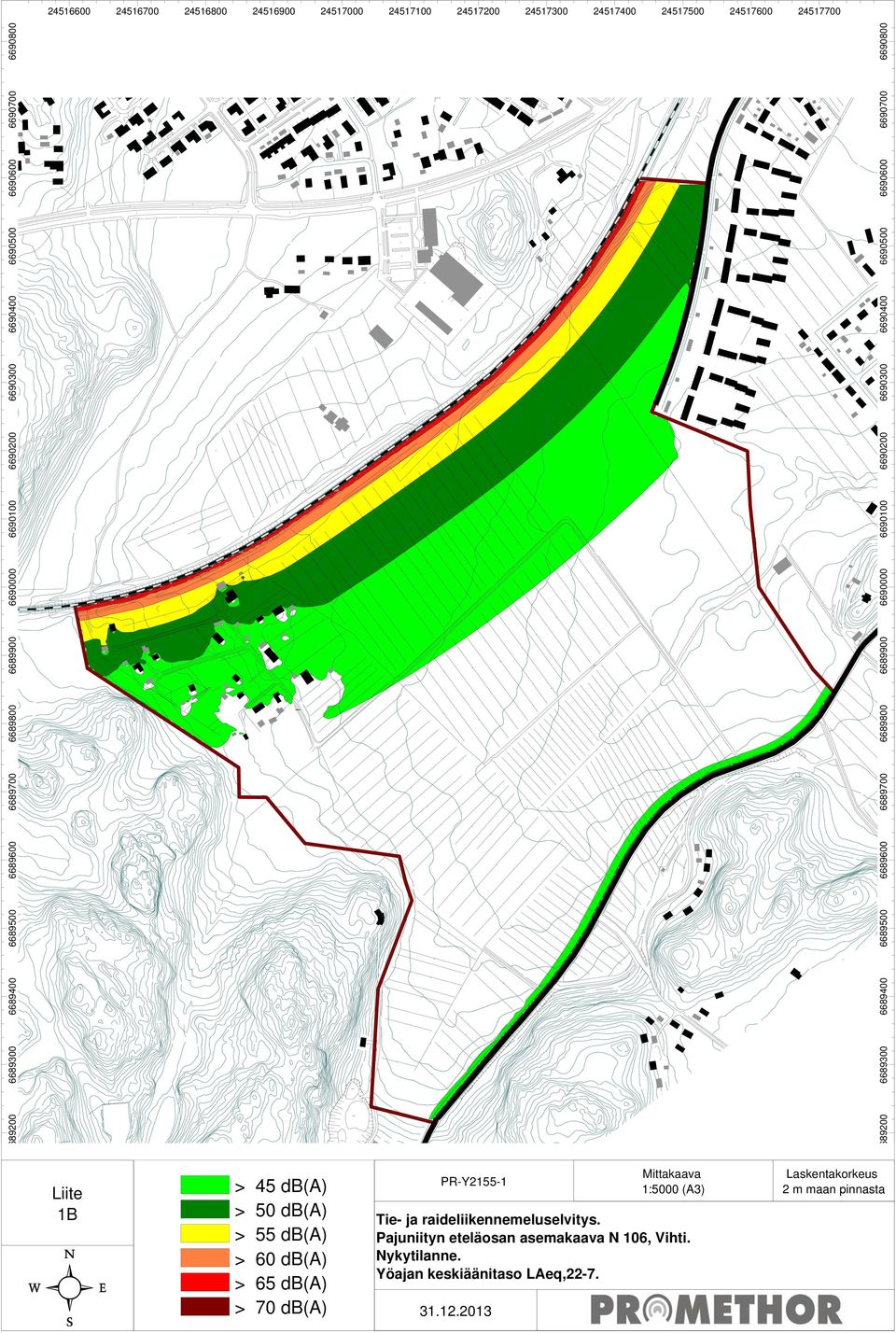 raideliikennemeluselvitys. Pajuniityn eteläosan asemakaava N 106, Vihti.
