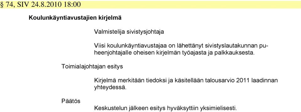 sivistysjohtaja Viisi koulunkäyntiavustajaa on lähettänyt sivistyslautakunnan puheenjohtajalle
