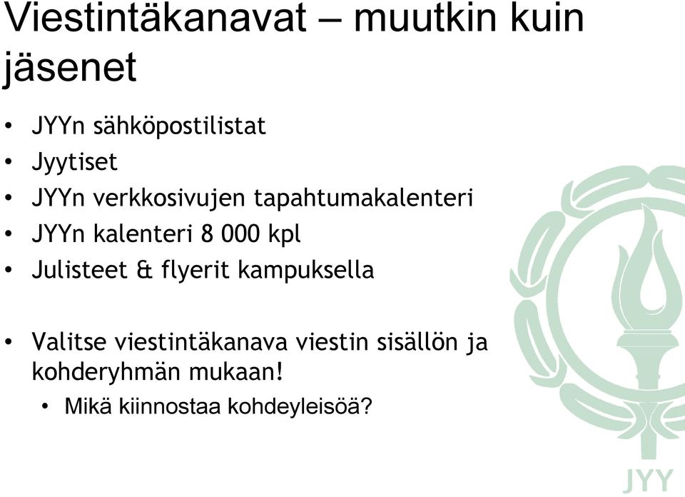 000 kpl Julisteet & flyerit kampuksella Valitse viestintäkanava