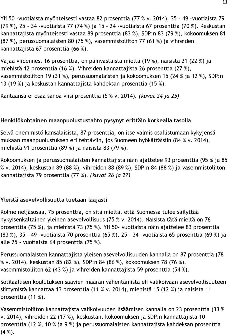 prosenttia (66 %). Vajaa viidennes, 16 prosenttia, on päinvastaista mieltä (19 %), naisista 21 (22 %) ja miehistä 12 prosenttia (16 %).