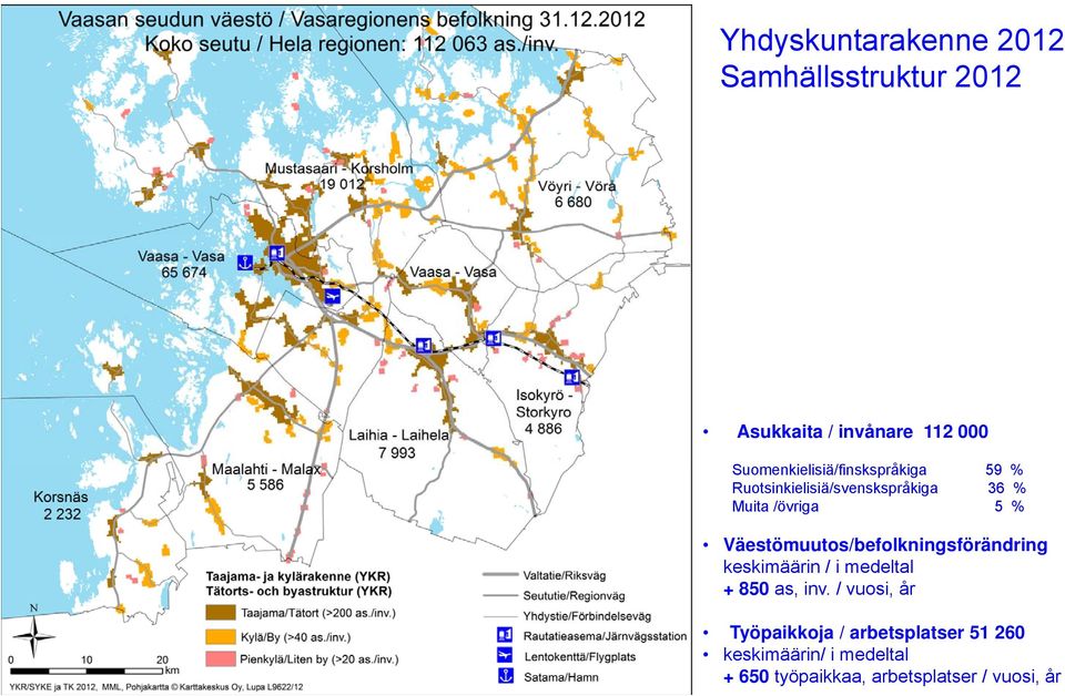 Väestömuutos/befolkningsförändring keskimäärin / i medeltal + 850 as, inv.