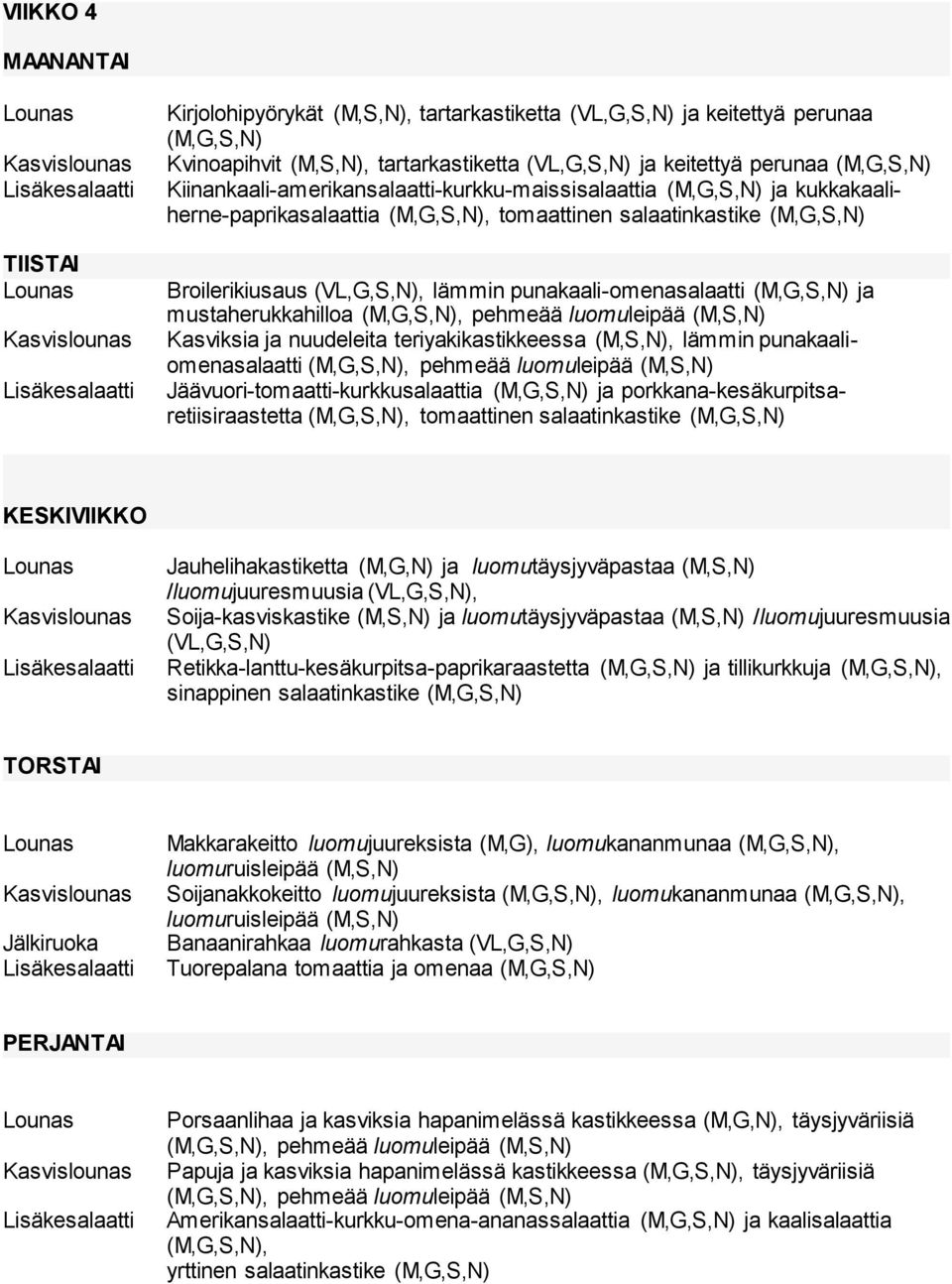 Kasviksia ja nuudeleita teriyakikastikkeessa (M,S,N), lämmin punakaaliomenasalaatti Jäävuori-tomaatti-kurkkusalaattia ja porkkana-kesäkurpitsaretiisiraastetta, tomaattinen salaatinkastike