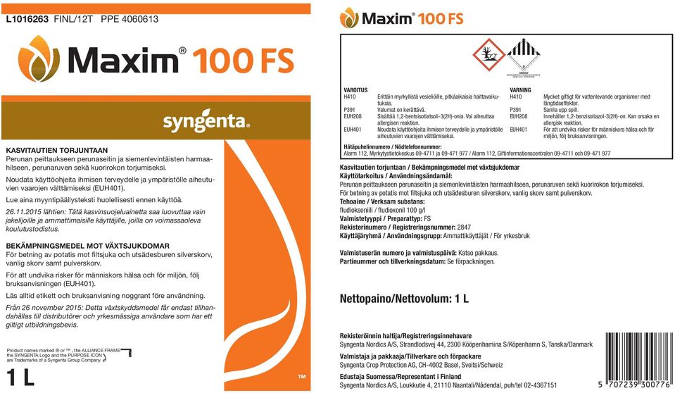 sekä kuorirokon torjumiseksi. Noudata käyttöohjeita ihmisen terveydelle ja ympäristölle aiheutuvien vaarojen välttämiseksi (EUH401). Lue aina myyntipäällysteksti huolellisesti ennen käyttöä. 26.11.