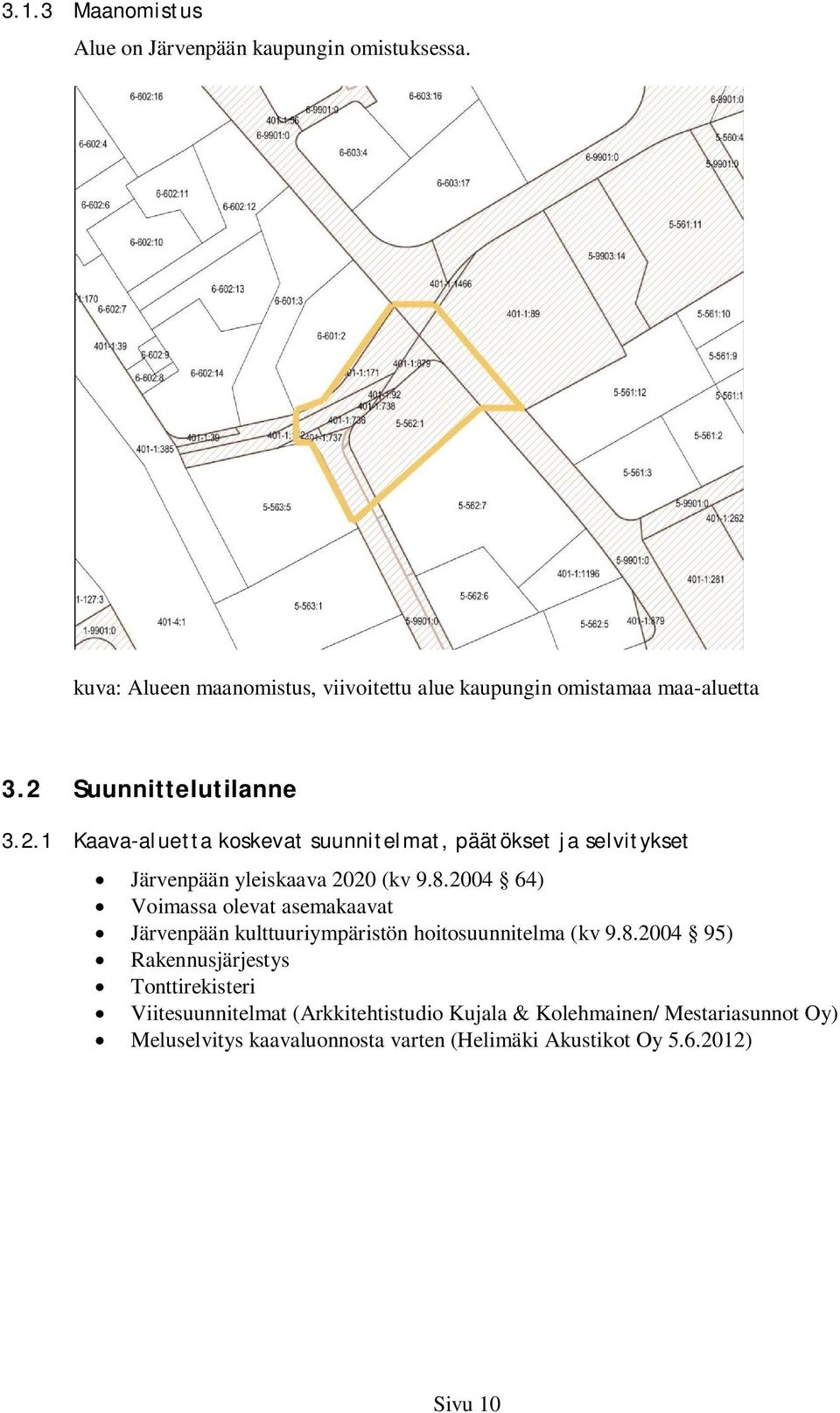 2004 64) Voimassa olevat asemakaavat Järvenpään kulttuuriympäristön hoitosuunnitelma (kv 9.8.