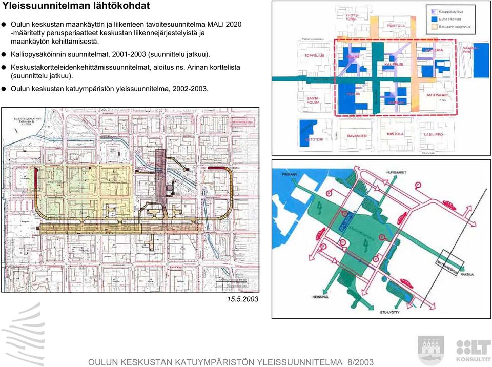 Kalliopysäköinnin suunnitelmat, 2001-2003 (suunnittelu jatkuu).