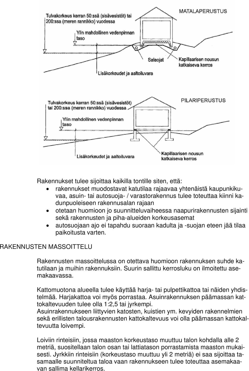 paikoituta varten. RAKENNUSTEN MASSOITTELU Rakennuten maoittelua on otettava huomioon rakennuken uhde kutilaan ja muihin rakennukiin. Suurin allittu kerroluku on ilmoitettu aemakaavaa.