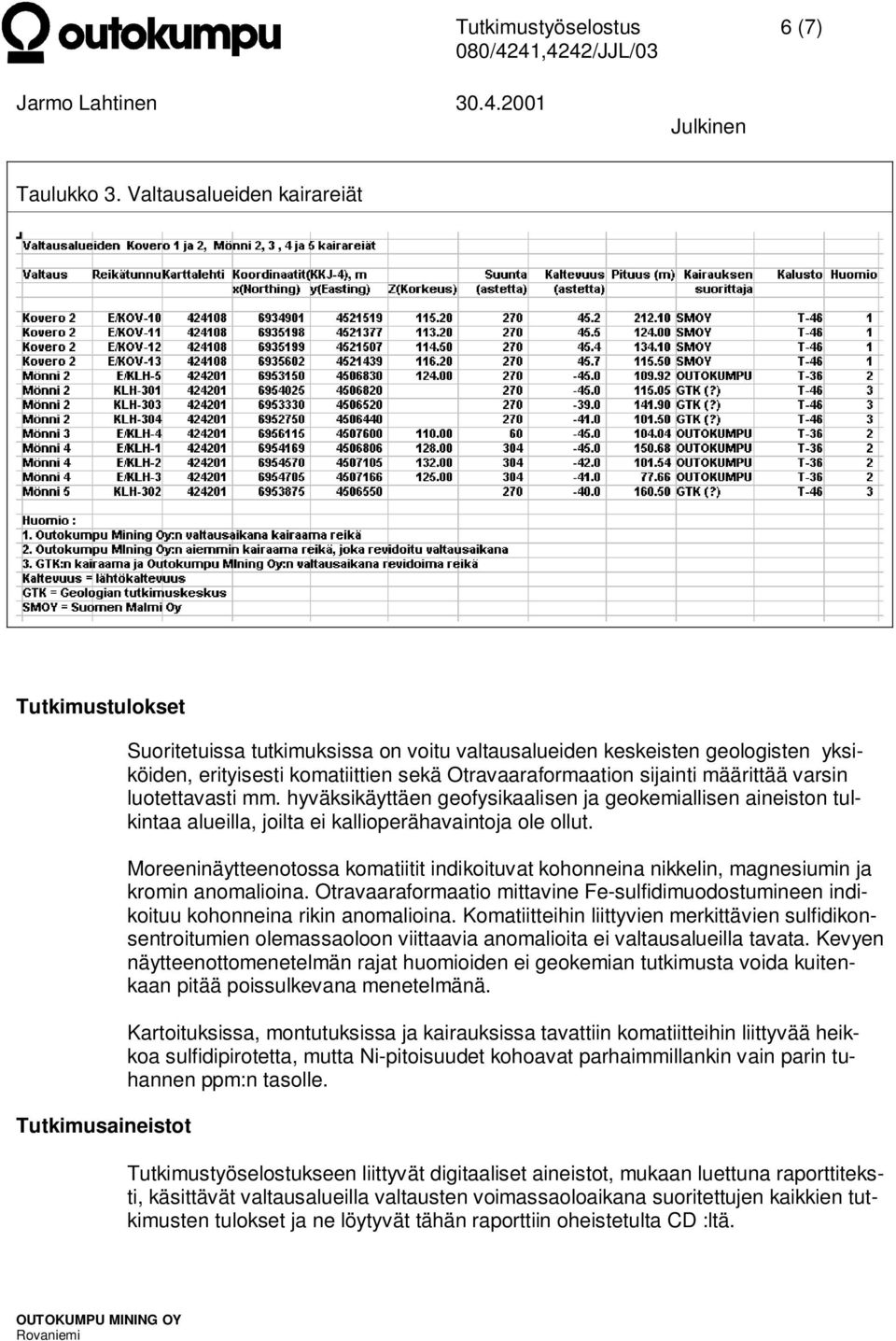 sijainti määrittää varsin luotettavasti mm. hyväksikäyttäen geofysikaalisen ja geokemiallisen aineiston tulkintaa alueilla, joilta ei kallioperähavaintoja ole ollut.