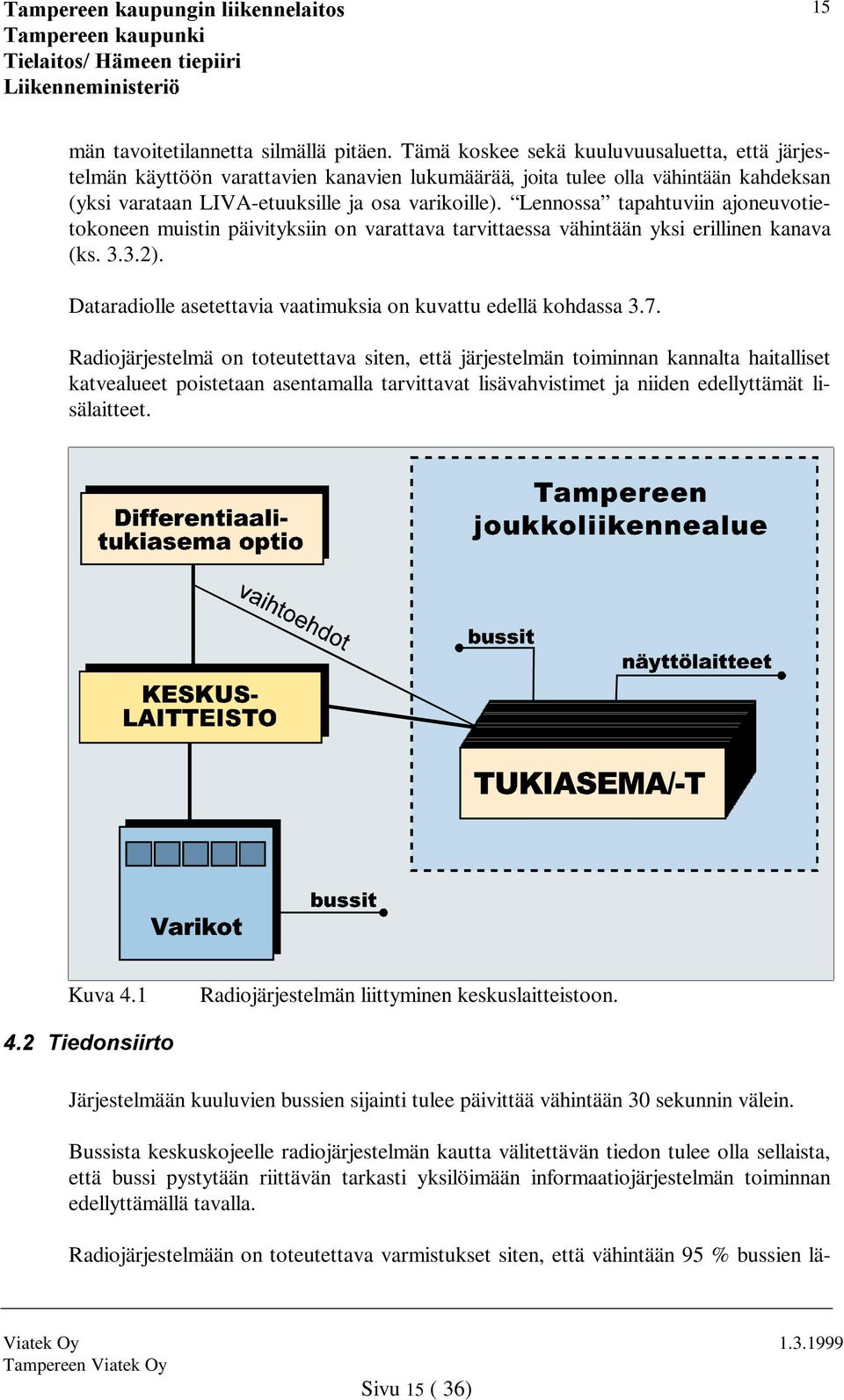 Lennossa tapahtuviin ajoneuvotietokoneen muistin päivityksiin on varattava tarvittaessa vähintään yksi erillinen kanava (ks. 3.3.2). Dataradiolle asetettavia vaatimuksia on kuvattu edellä kohdassa 3.