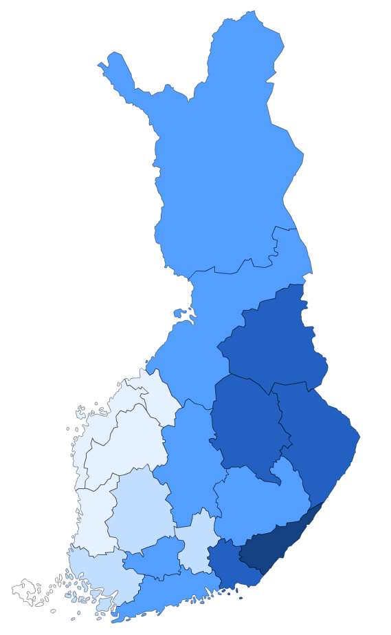 Rekisteröityneet koulut / kaikki maakunnan koulut (%) Ahvenanmaa Etelä-Karjala