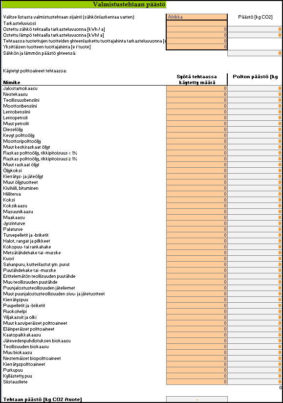 Välitulokset (automaattinen laskenta) Maa ja vuosi Sähkö,lämpö ja tuottajahinnat Tähän