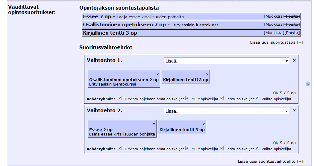 myös opinto-oppaassa (esim. Johdanto perusteisiin -luentokurssi, Perusteiden erityiskysymykset -seminaari tms.).