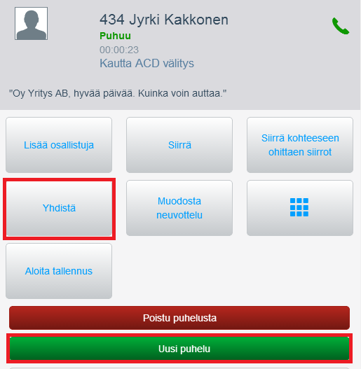 Elisa Oyj 39 (55) käyttäjän numeroon puhelun haluat siirtää. Tarvittaessa voit siirtää puhelun myös suoraan henkilön puhepostiin.