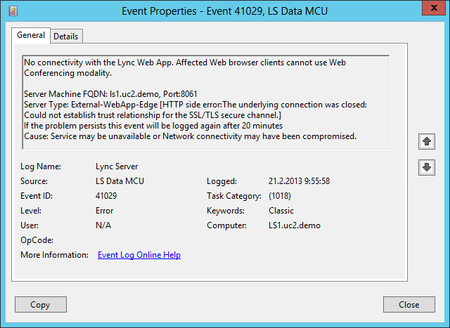 Case IV: varmenteet 27 Lync Server 2013 Front-end -palvelinten varmenteet 1. OAuth 2. Server default 3. Web Services internal 4.