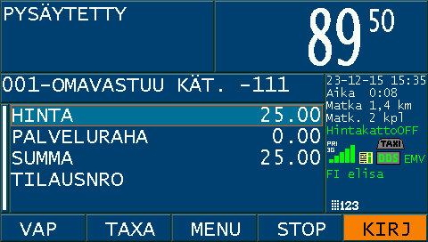 oistu Paina poistuaksesi KELA-valikosta Perillä paina Valitse omavastuun maksu paina Valitse ensin poisjäävä matkustaja tilaustunnuksen perusteella ja paina <OK> Huomio, että järjestys saattaa olla