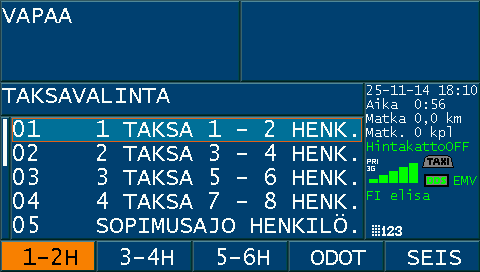 Jatka laskutettavaan osuuteen, paina <OK> Tulosta kuitti <VAP>. Kyyti päättyy. Vuosiomavastuukortti.