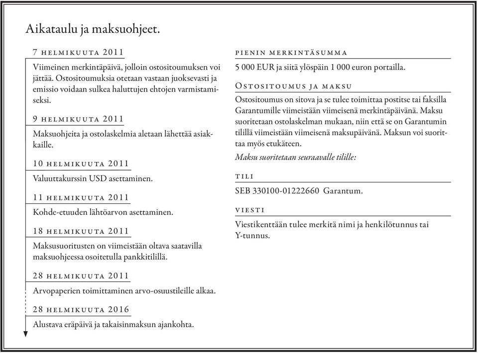 10 helmikuuta 2011 Valuuttakurssin USD asettaminen. 11 helmikuuta 2011 Kohde-etuuden lähtöarvon asettaminen.