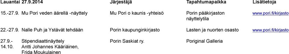 Nalle Puh ja Ystävät tehdään Porin kaupunginkirjasto Lasten ja nuorten osasto www.pori.fi/kirjasto 27.