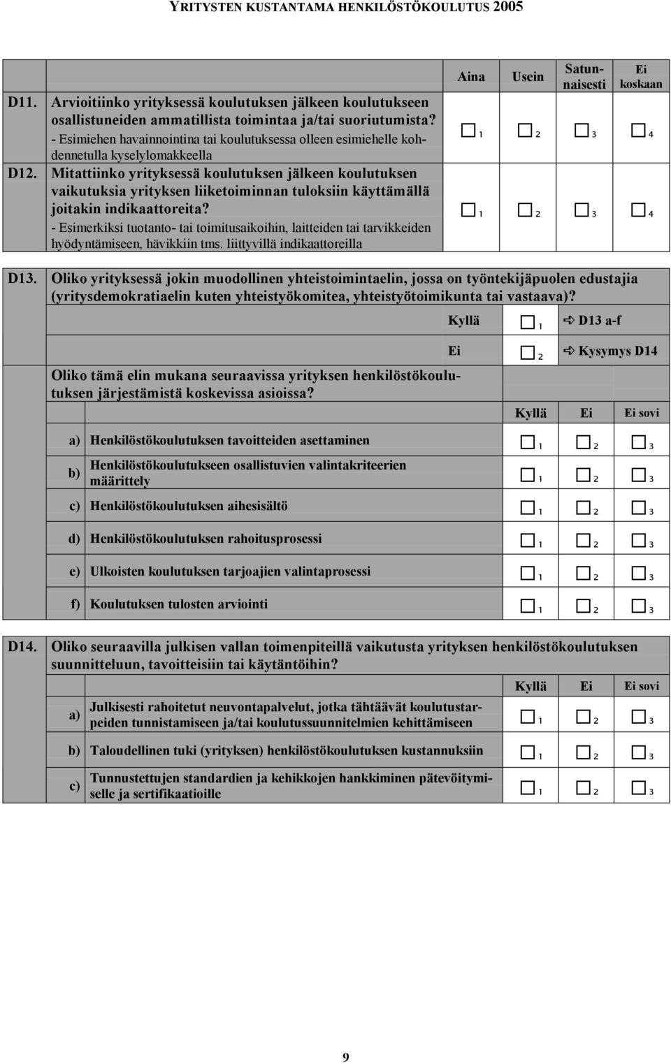 Mitattiinko yrityksessä koulutuksen jälkeen koulutuksen vaikutuksia yrityksen liiketoiminnan tuloksiin käyttämällä joitakin indikaattoreita?