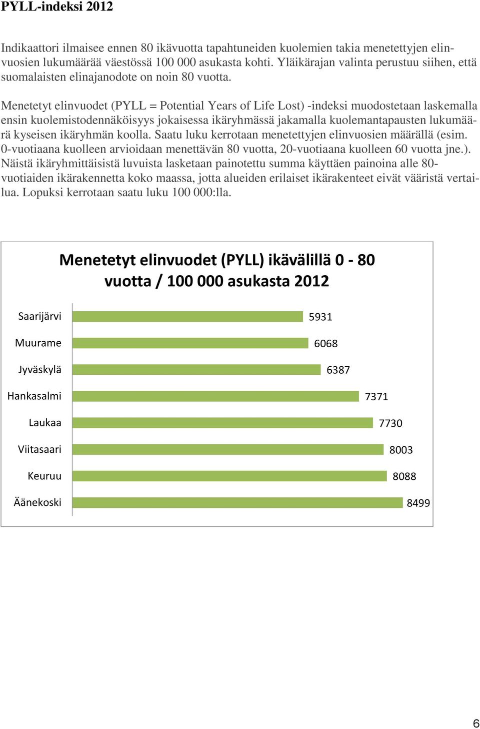 Menetetyt elinvuodet (PYLL = Potential Years of Life Lost) -indeksi muodostetaan laskemalla ensin kuolemistodennäköisyys jokaisessa ikäryhmässä jakamalla kuolemantapausten lukumäärä kyseisen