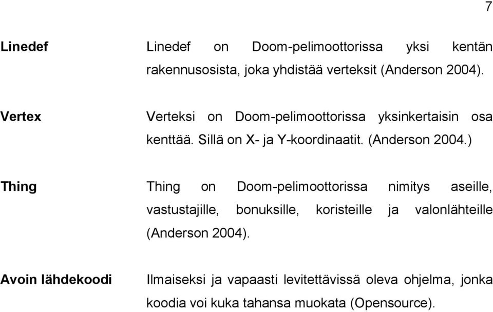 ) Thing Thing on Doom-pelimoottorissa nimitys aseille, vastustajille, bonuksille, koristeille ja valonlähteille