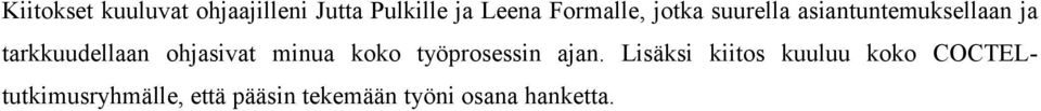 ohjasivat minua koko työprosessin ajan.