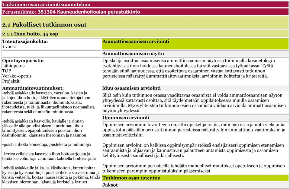 Pakolliset tutkinnon osat 2.1.