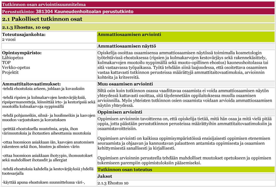 Pakolliset tutkinnon osat 2.1.