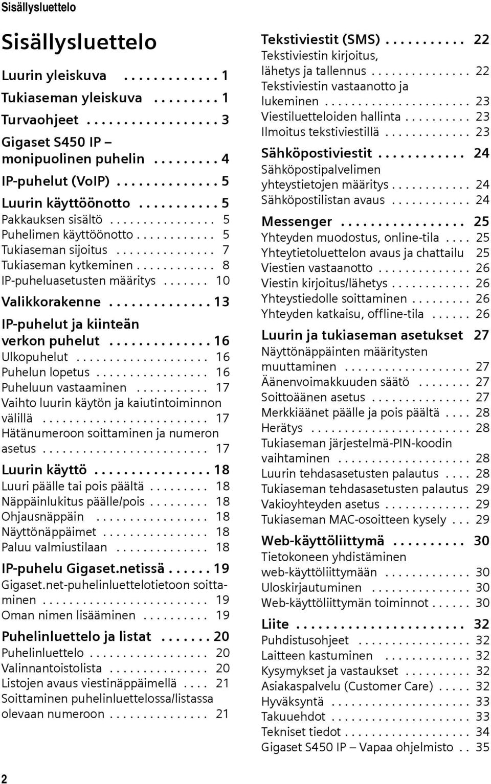........... 8 IP-puheluasetusten määritys....... 10 Valikkorakenne.............. 13 IP-puhelut ja kiinteän verkon puhelut.............. 16 Ulkopuhelut.................... 16 Puhelun lopetus.