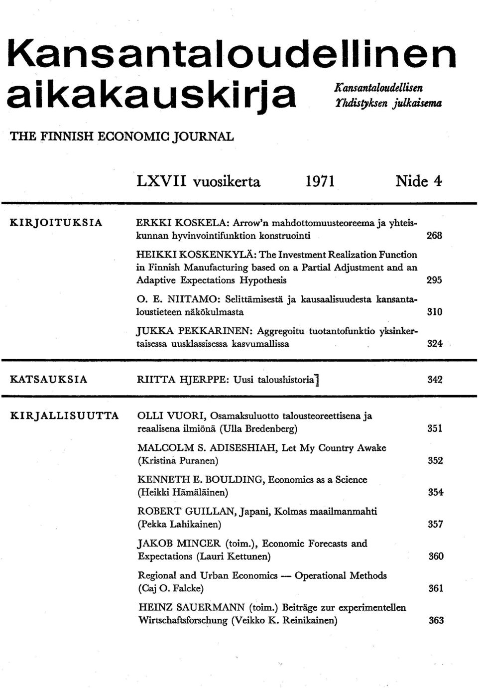 Expectations Hypothesis 295 O. E.