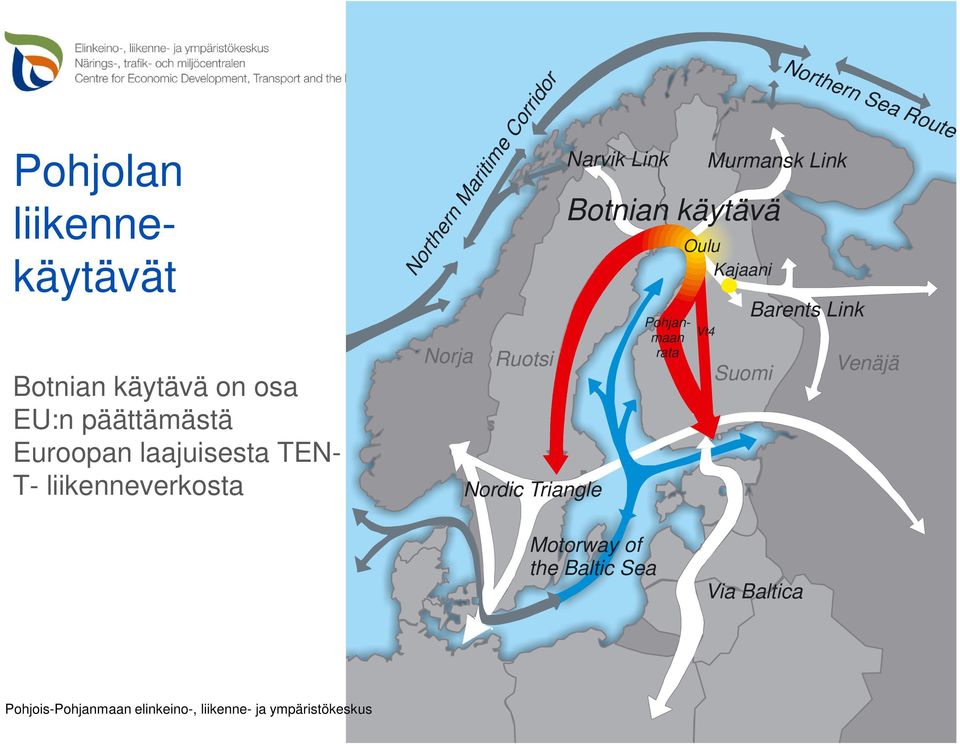 rata Vt4 Murmansk Link Botnian käytävä Oulu Kajaani Suomi Northern Sea Route Barents Link Venäjä