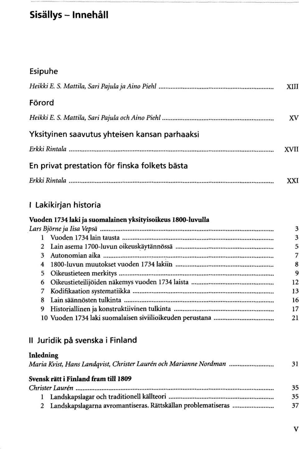 ri Pajula ja Aino Piehl XIII Förord Heikki E. S.