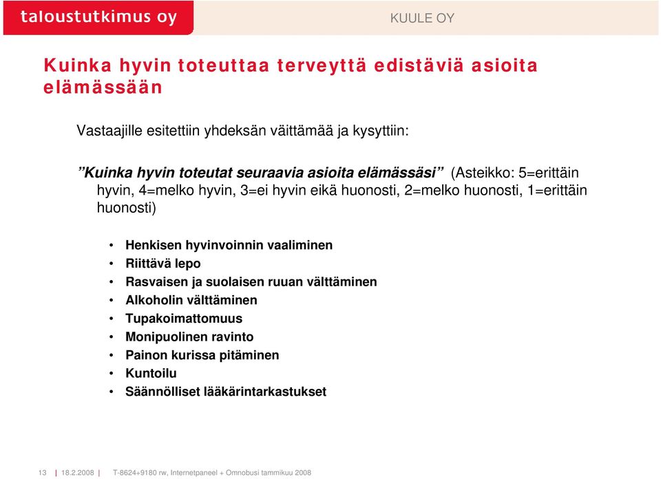 Henkisen hyvinvoinnin vaaliminen Riittävä lepo Rasvaisen ja suolaisen ruuan välttäminen Alkoholin välttäminen Tupakoimattomuus Monipuolinen