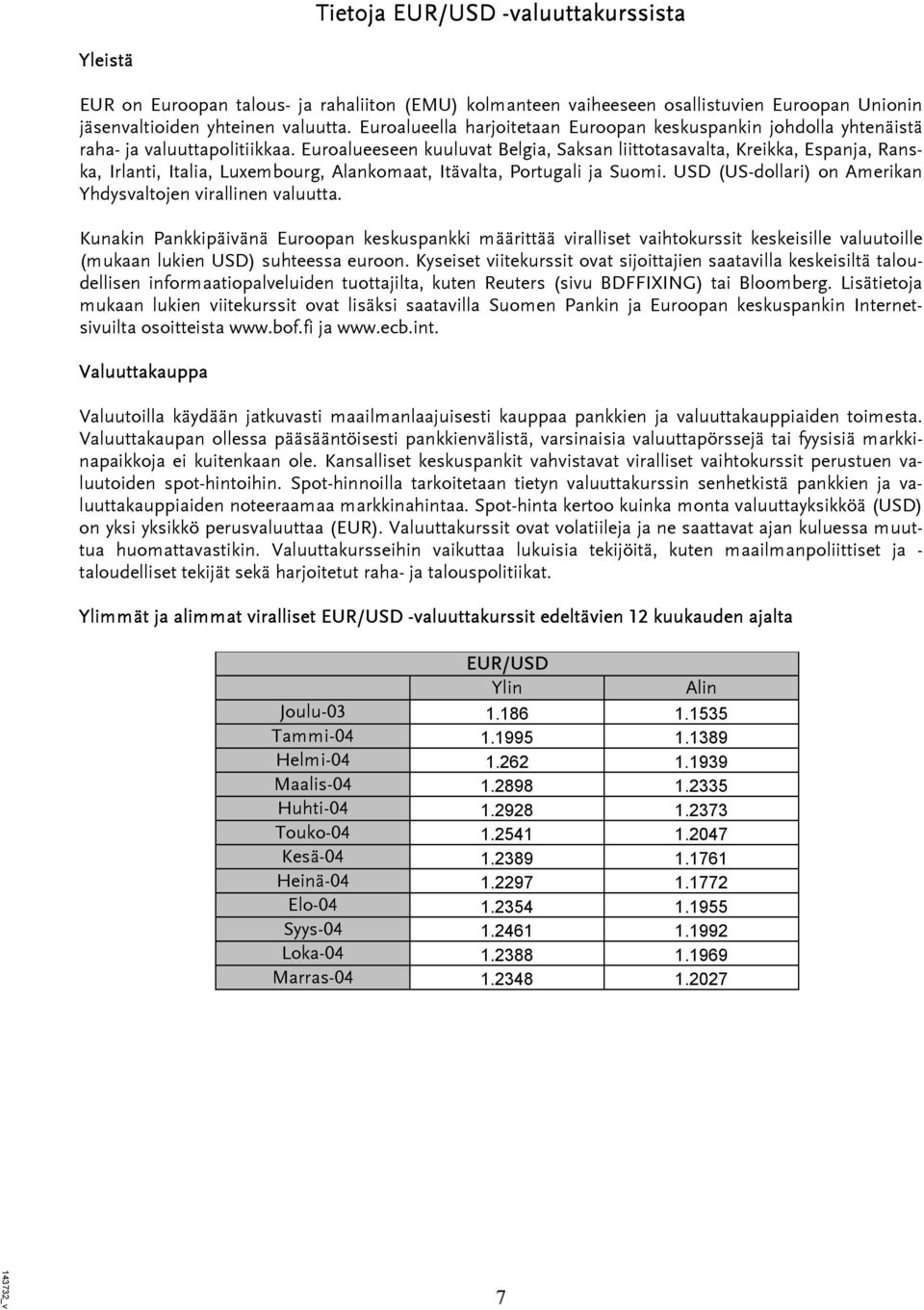 Euroalueeseen kuuluvat Belgia, Saksan liittotasavalta, Kreikka, Espanja, Ranska, Irlanti, Italia, Luxembourg, Alankomaat, Itävalta, Portugali ja Suomi.