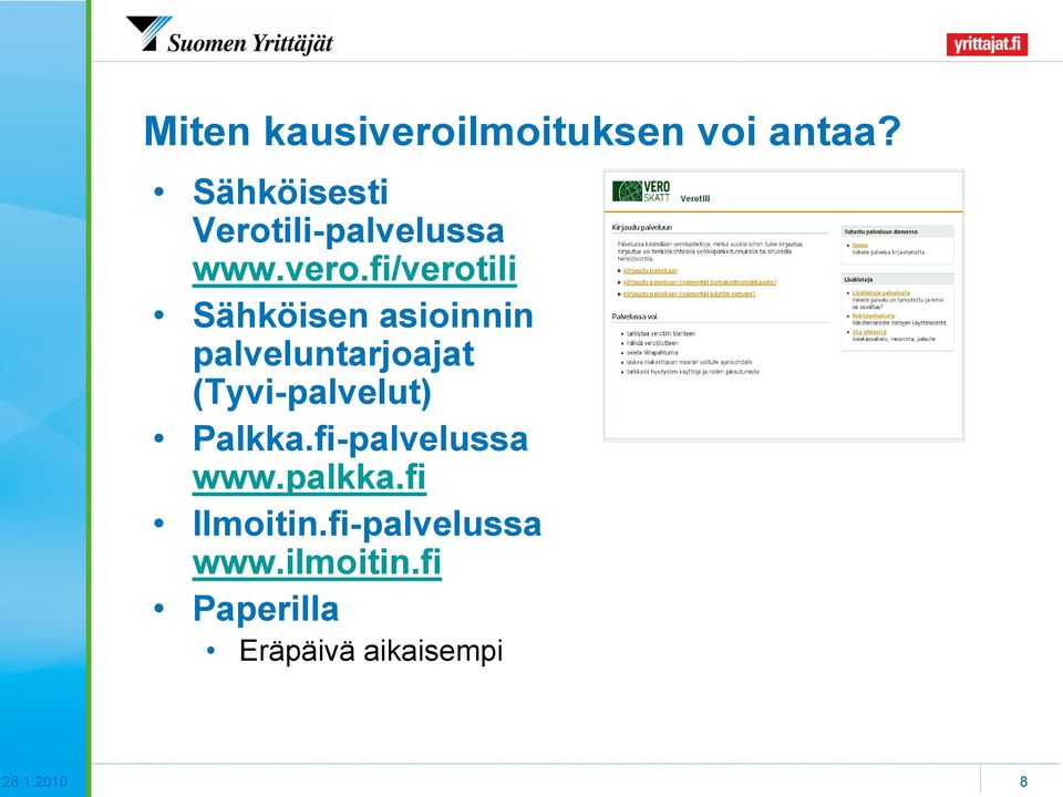 fi/verotili Sähköisen asioinnin palveluntarjoajat